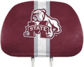 Mississippi State University Bulldogs Premium Pair of Auto Head Rest Covers, Full Color Printed, Elastic, 10x14 Inch