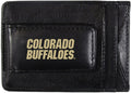 University of Colorado Buffaloes Black Leather Wallet, Front Pocket Magnetic Money Clip, Printed Logo