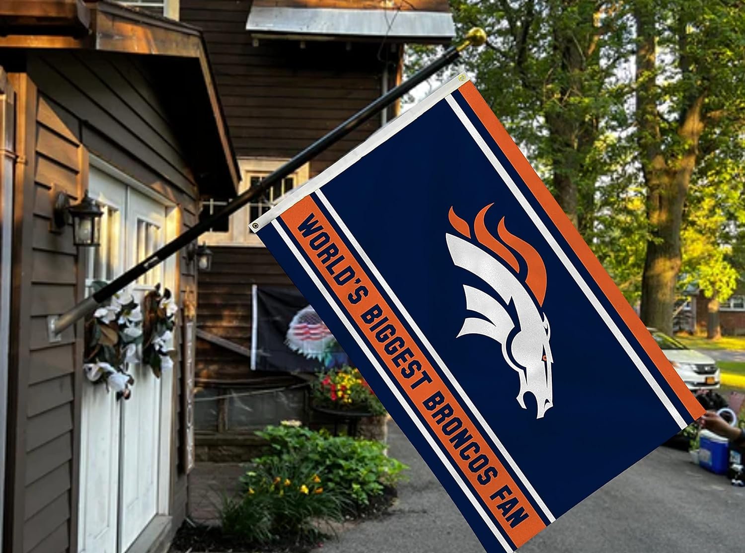 Denver Broncos 3x5 Feet Flag Banner, World's Biggest Fan, Metal Grommets, Single Sided, Indoor or Outdoor Use