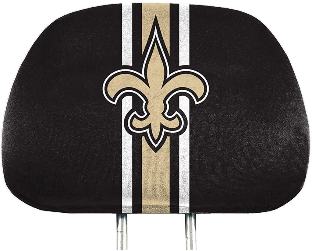 New Orleans Saints Premium Pair of Auto Head Rest Covers, Full Color Printed, Elastic, 10x14 Inch