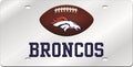 Denver Broncos Premium Laser Cut Tag Acrylic Inlaid License Plate, Football Cutout Design, 6x12 Inch