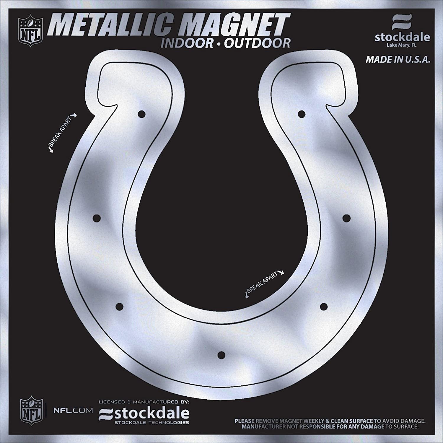 Indianapolis Colts 6 Inch Magnet, Metallic Chrome Shimmer Design, Auto Home, Heavy Duty