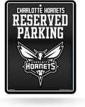 Charlotte Hornets Metal Parking Novelty Wall Sign 8.5 x 11 Inch Carbon Fiber Design