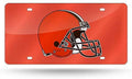 Cleveland Browns Premium Laser Cut Tag License Plate, Orange Mirrored Acrylic Inlaid, 12x6 Inch