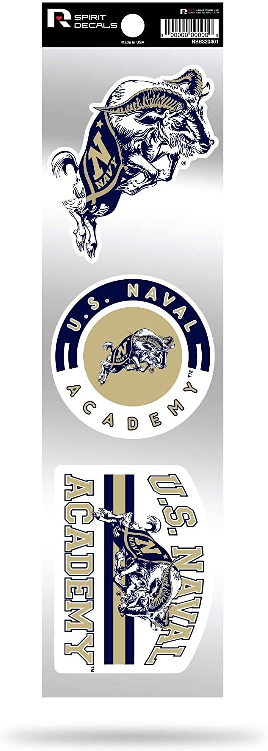 US Naval Academy Midshipmen Navy Triple Retro Throwback Spirit Decals Flat Vinyl Auto Home Sticker Sheet University of