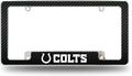 Indianapolis Colts Metal License Plate Frame Chrome Tag Cover, Carbon Fiber Design, 12x6 Inch
