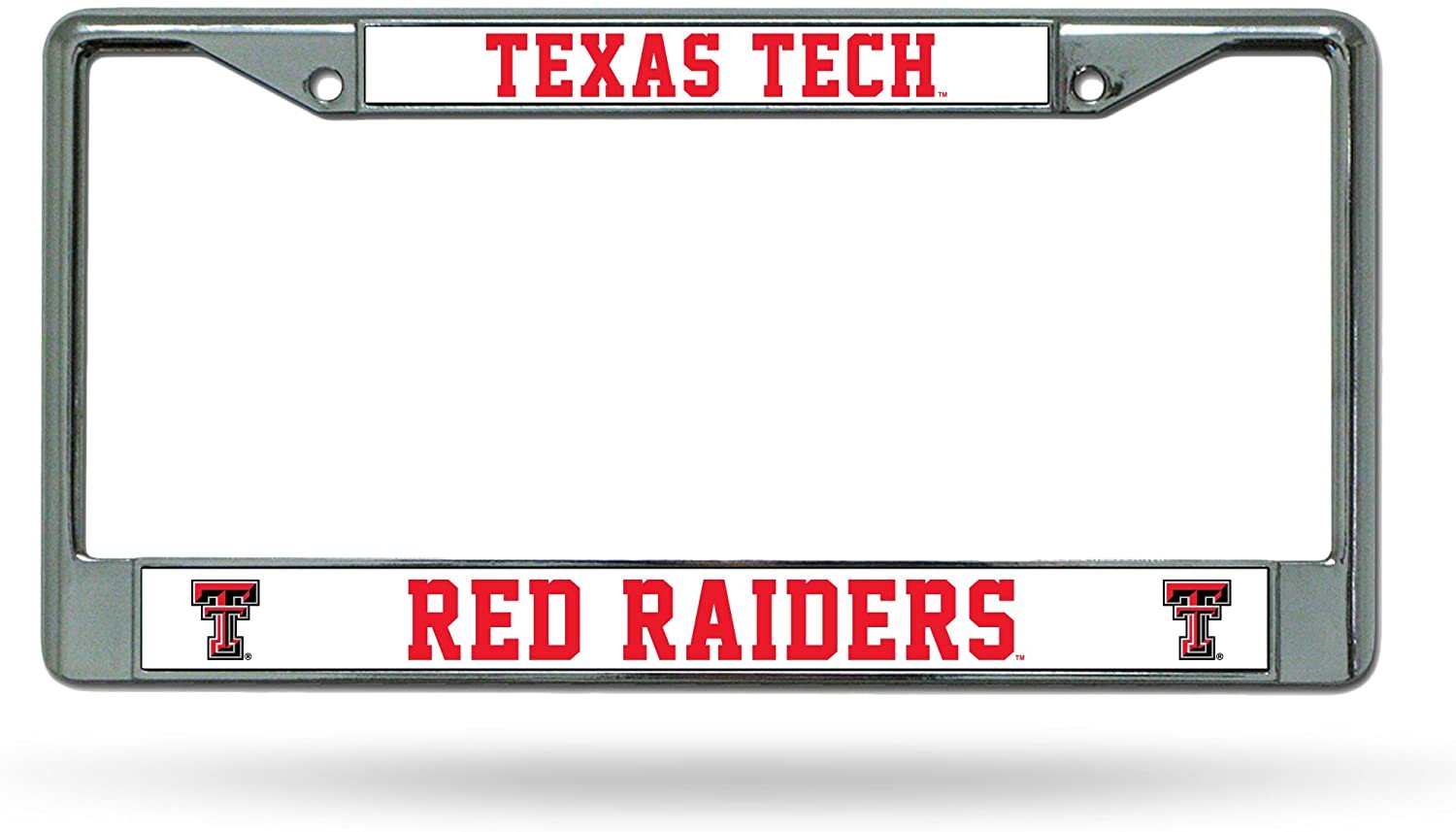 Texas Tech University Red Raiders Premium Metal License Plate Frame Chrome Tag Cover, 12x6 Inch