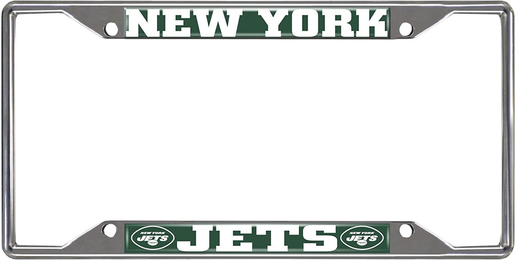 New York Jets Metal License Plate Frame Chrome Tag Cover 6x12 Inch