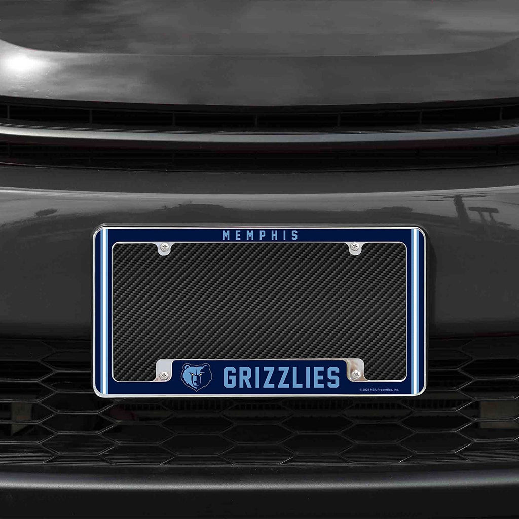 Memphis Grizzlies Metal License Plate Frame Chrome Tag Cover Alternate Design 6x12 Inch