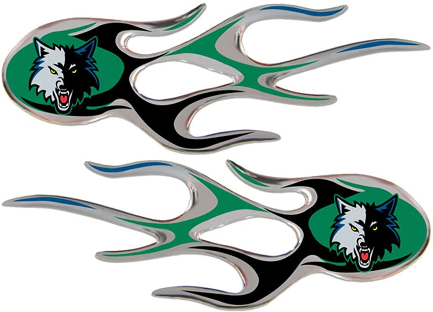 Team ProMark Pair of Decal Sticker Emblem, Air Puffed Raised, Micro Flame Design, Full Adhesive Backing, 2x5 Inch Each