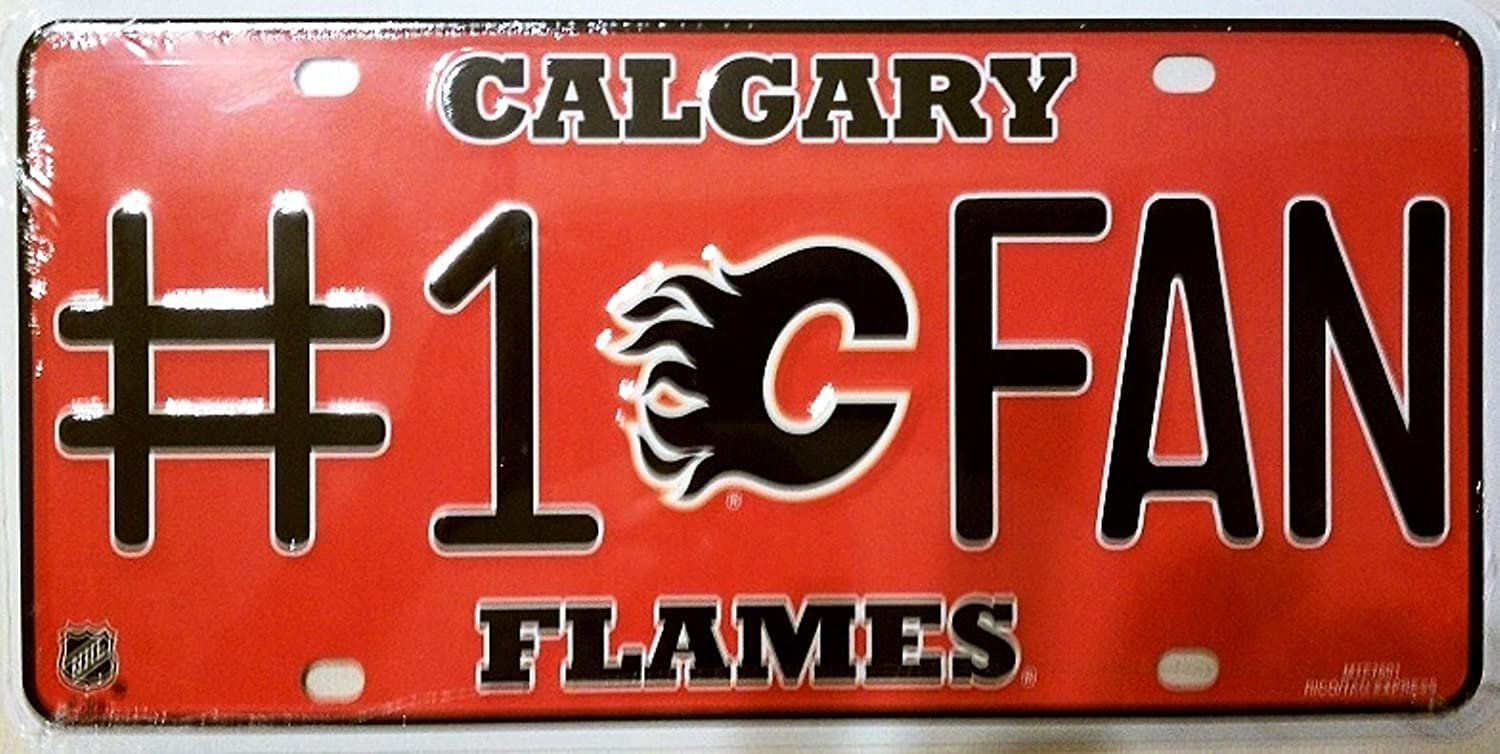 Calgary Flames Metal Auto Tag License Plate, #1 Fan Design, 6x12 Inch