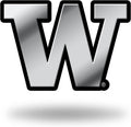 University of Washington Huskies Auto Emblem, Silver Chrome Color, Raised Molded Plastic, 3.5 Inch, Adhesive Tape Backing