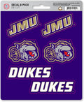 James Madison University Dukes 6-Piece Decal Sticker Set, 5x6 Inch Sheet, Gift for football fans for any hard surfaces around home, automotive, personal items