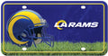 Los Angeles Rams Metal Auto Tag License Plate, Helmet Design, 6x12 Inch