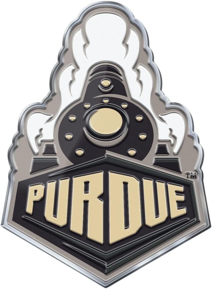 Purdue University Boilermakers Premium Aluminum Metal Raised Auto Emblem, Alternate Logo, Color Embossed, Full Adhesive Backing