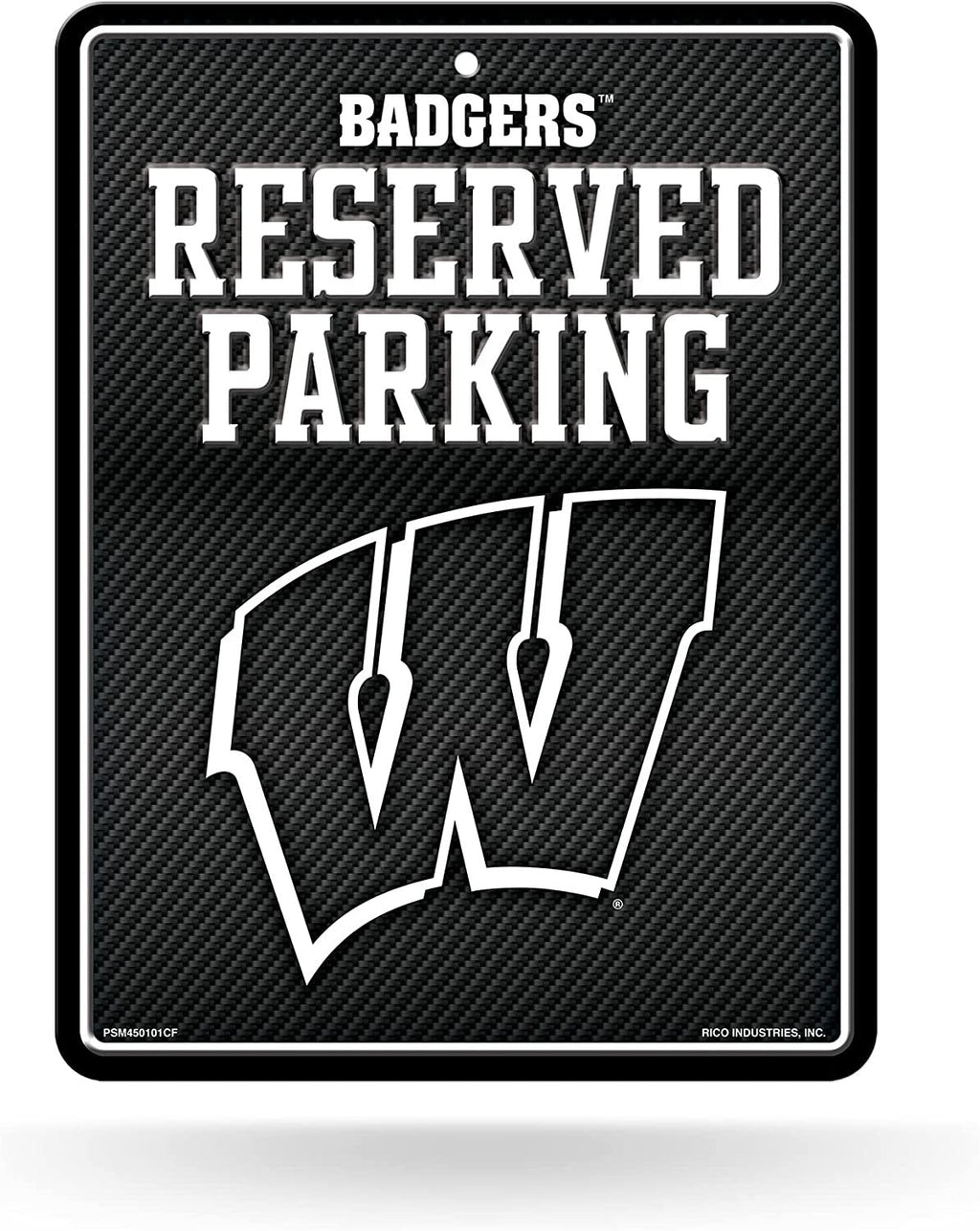 University of Wisconsin Badgers Metal Parking Novelty Wall Sign 8.5 x 11 Inch Carbon Fiber Design
