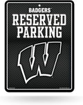 University of Wisconsin Badgers Metal Parking Novelty Wall Sign 8.5 x 11 Inch Carbon Fiber Design