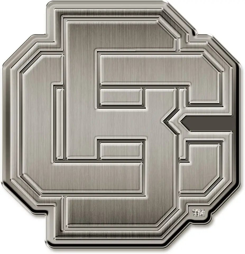 Bethune Cookman University Wildcats Premium Solid Metal Raised Auto Emblem, Antique Nickel Finish, Shape Cut, Adhesive Backing