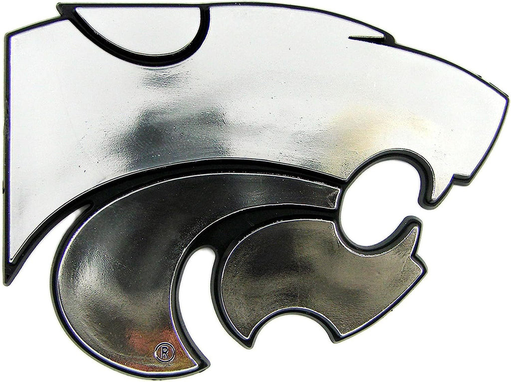 Kansas State University Wildcats Silver Chrome Color Auto Emblem Molded Raised Adhesive Tape Backing