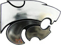 Kansas State University Wildcats Silver Chrome Color Auto Emblem Molded Raised Adhesive Tape Backing