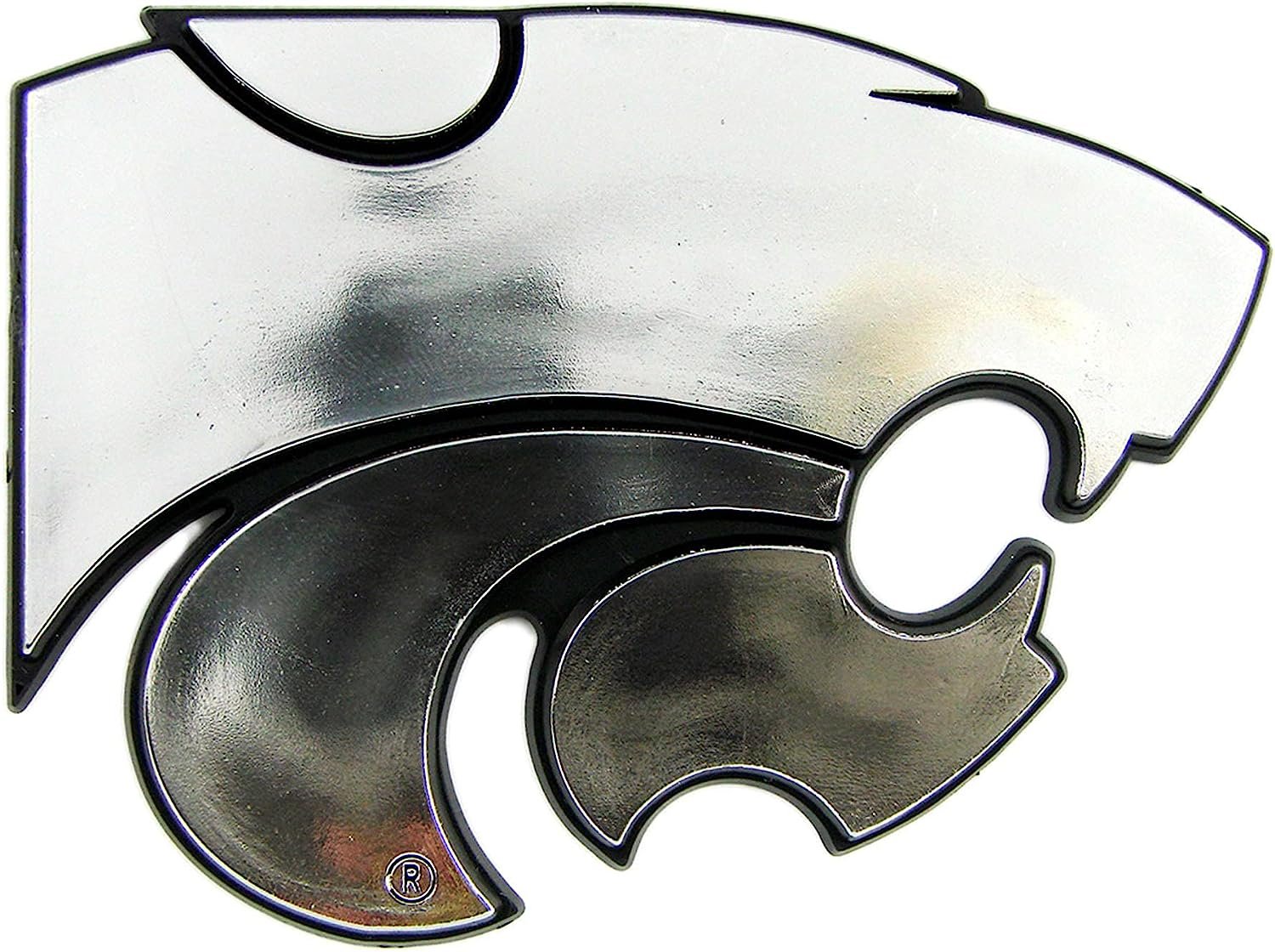 Kansas State University Wildcats Silver Chrome Color Auto Emblem Molded Raised Adhesive Tape Backing