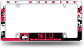 University of Northern Illinois Huskies Metal License Plate Frame Chrome Tag Cover All Over Design 6x12 Inch