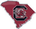 University of South Carolina Gamecocks Team State Design Auto Emblem, Aluminum Metal, Embossed Team Color, Raised Decal Sticker, Full Adhesive Backing