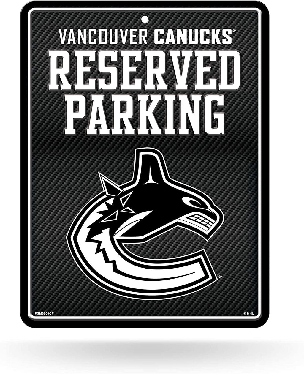Vancouver Canucks Metal Parking Novelty Wall Sign 8.5 x 11 Inch Carbon Fiber Design