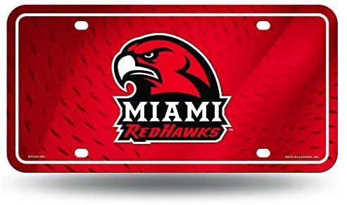 Miami University of Ohio Redhawks Metal Auto Tag License Plate, Split Design, 6x12 Inch