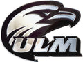 University of Louisiana Monroe Warhawks Premium Solid Metal Raised Auto Emblem, Shape Cut, Adhesive Backing