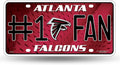 Atlanta Falcons #1 Fan Metal License Plate Tag Aluminum Novelty 12x6 Inch
