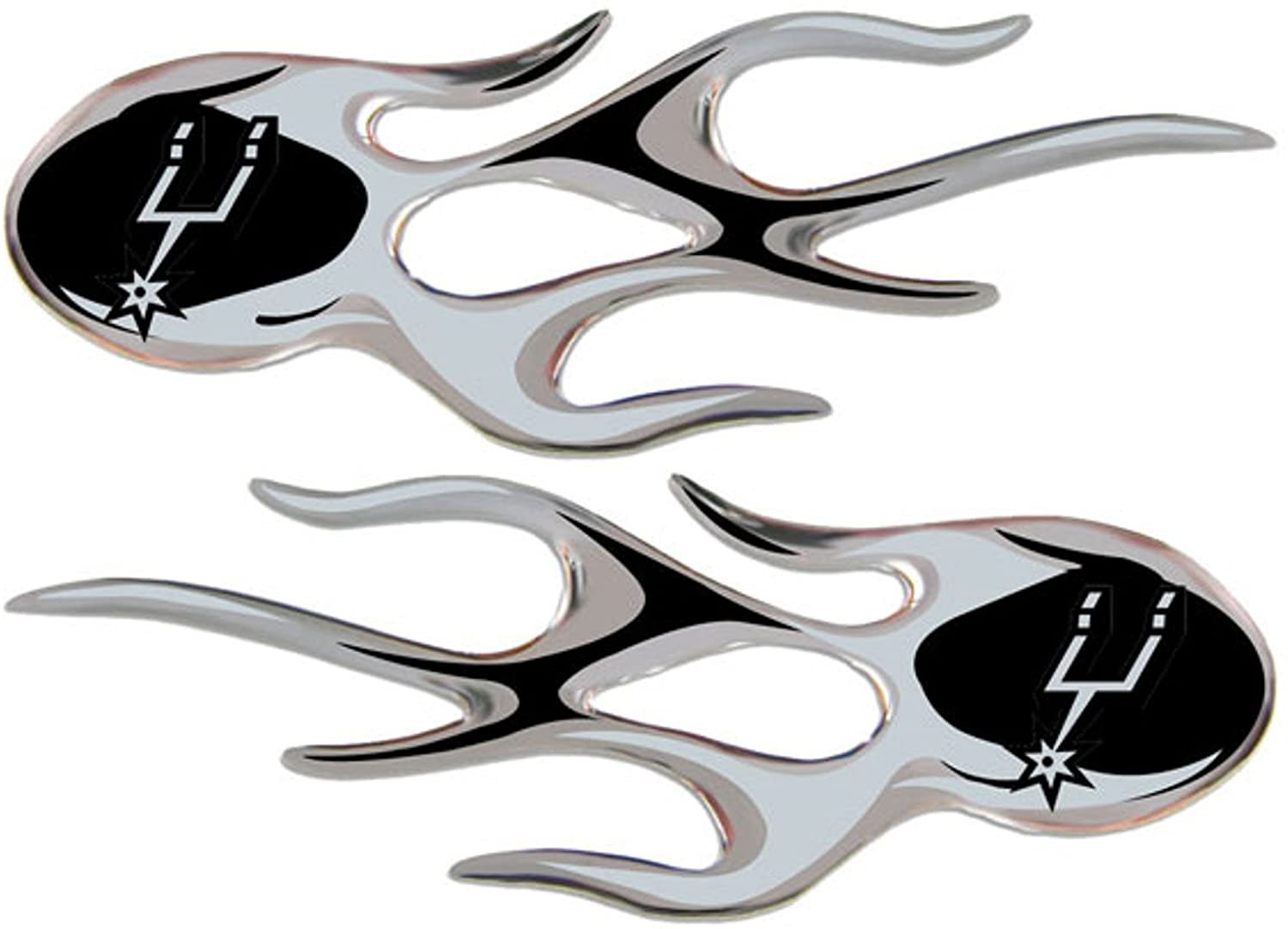 San Antonio Spurs 2-Pack Drip Molded Plastic Raised Flame Flames Decal Emblem Sticker Basketball