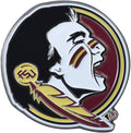 Florida State University Seminoles Premium Solid Metal Raised Auto Emblem, Team Color, Shape Cut, Adhesive Backing