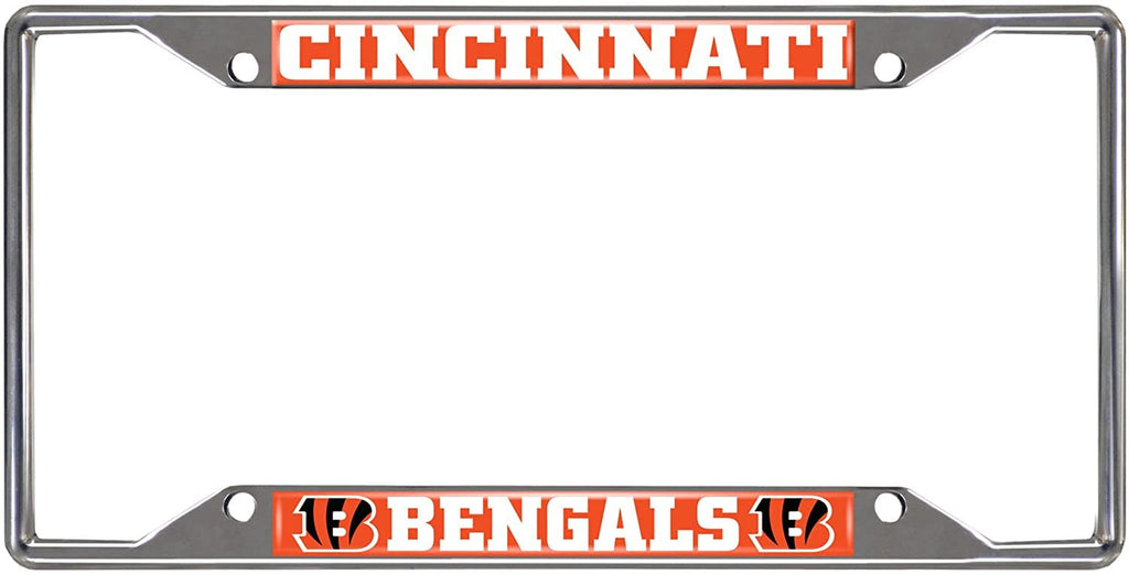 FANMATS 21507 Cincinnati Bengals Chrome Metal License Plate Frame, Team Colors, 6.25in x 12.25in
