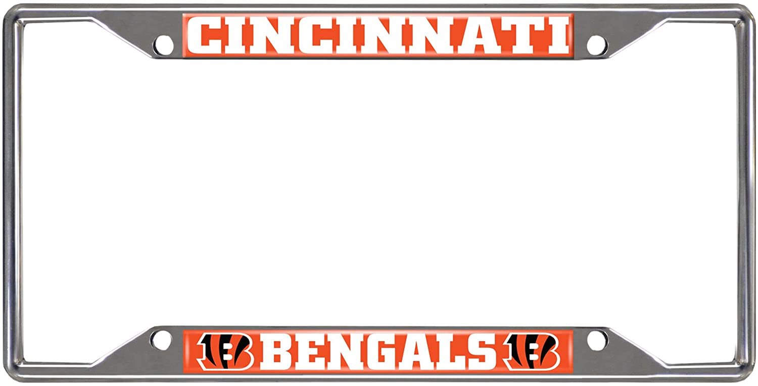 FANMATS 21507 Cincinnati Bengals Chrome Metal License Plate Frame, Team Colors, 6.25in x 12.25in
