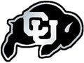 University of Colorado Buffaloes Auto Emblem, Raised Silver Chrome Color Molded Plastic, Adhesive Backing, 3.5 Inch