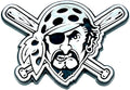Pittsburgh Pirates Jolly Roger Auto Emblem, Plastic Molded, Silver Chrome Color, Raised 3D Effect, Adhesive Backing