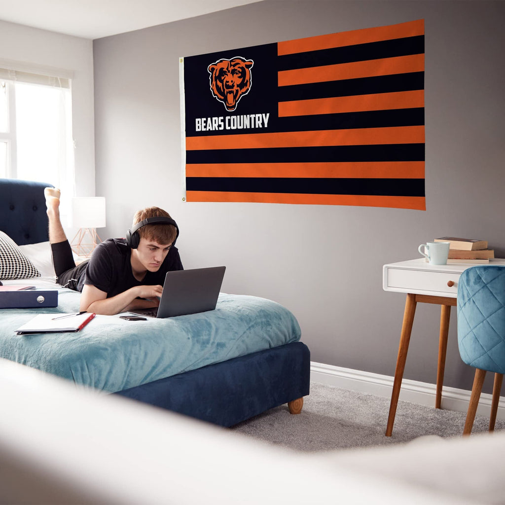 Rico Industries NFL Chicago Bears Country 3' x 5' Banner Flag 3' x 5' Banner Flag Single Sided - Indoor or Outdoor - Home Décor