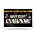 Pittsburgh Steelers 3x5 Flag Banner 6X Time Champions with Metal Grommets Outdoor House Football