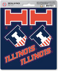 University of Illinois Illini 6-Piece Decal Sticker Set, 5x6 Inch Sheet, Gift for football fans for any hard surfaces around home, automotive, personal items