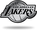 Los Angeles Lakers Silver Chrome Color Auto Emblem, Raised Molded Plastic, 3.5 Inch, Adhesive Tape Backing