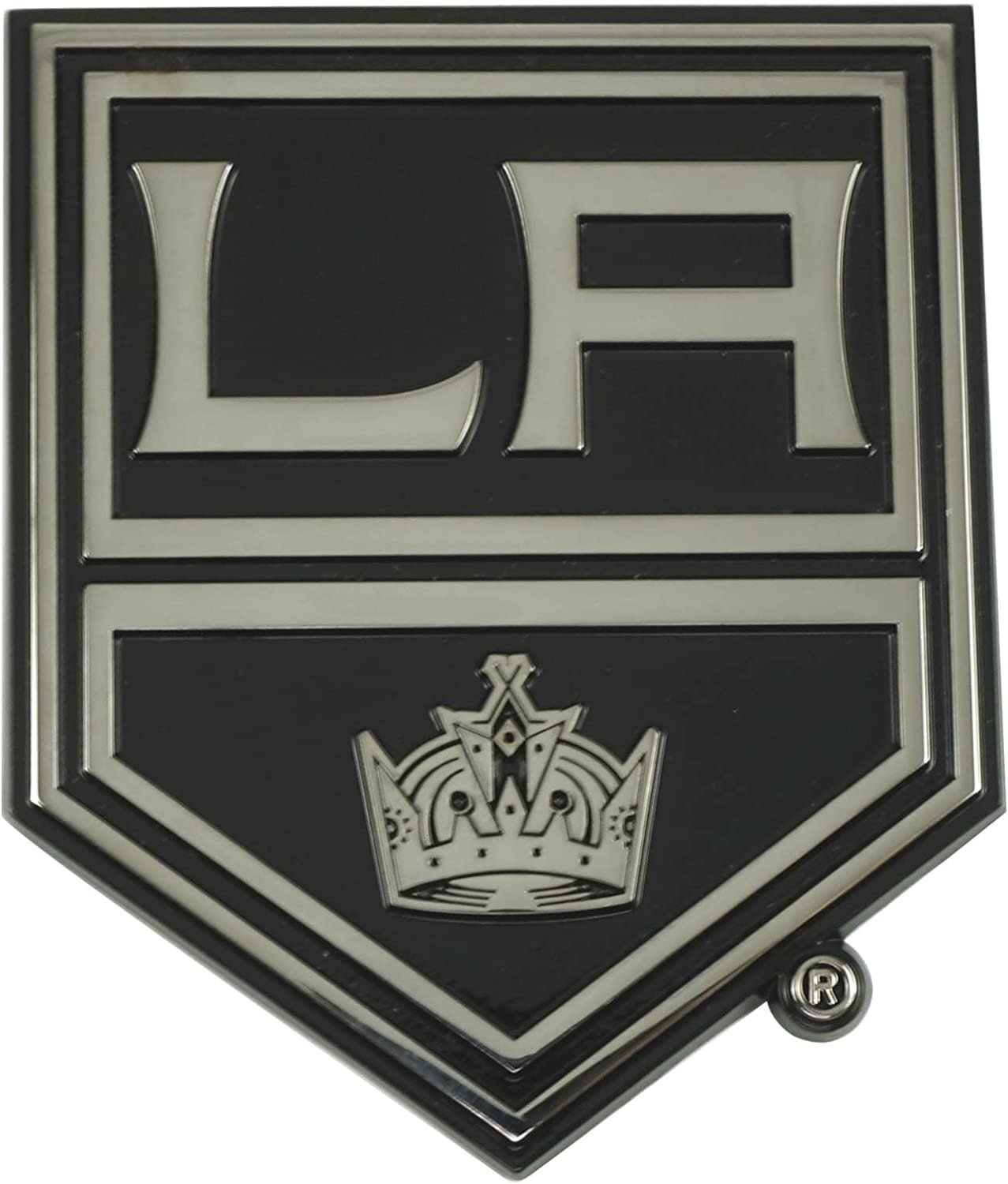 Los Angeles Kings Premium Solid Metal Color Raised Auto Emblem Shape Cut Adhesive Backing