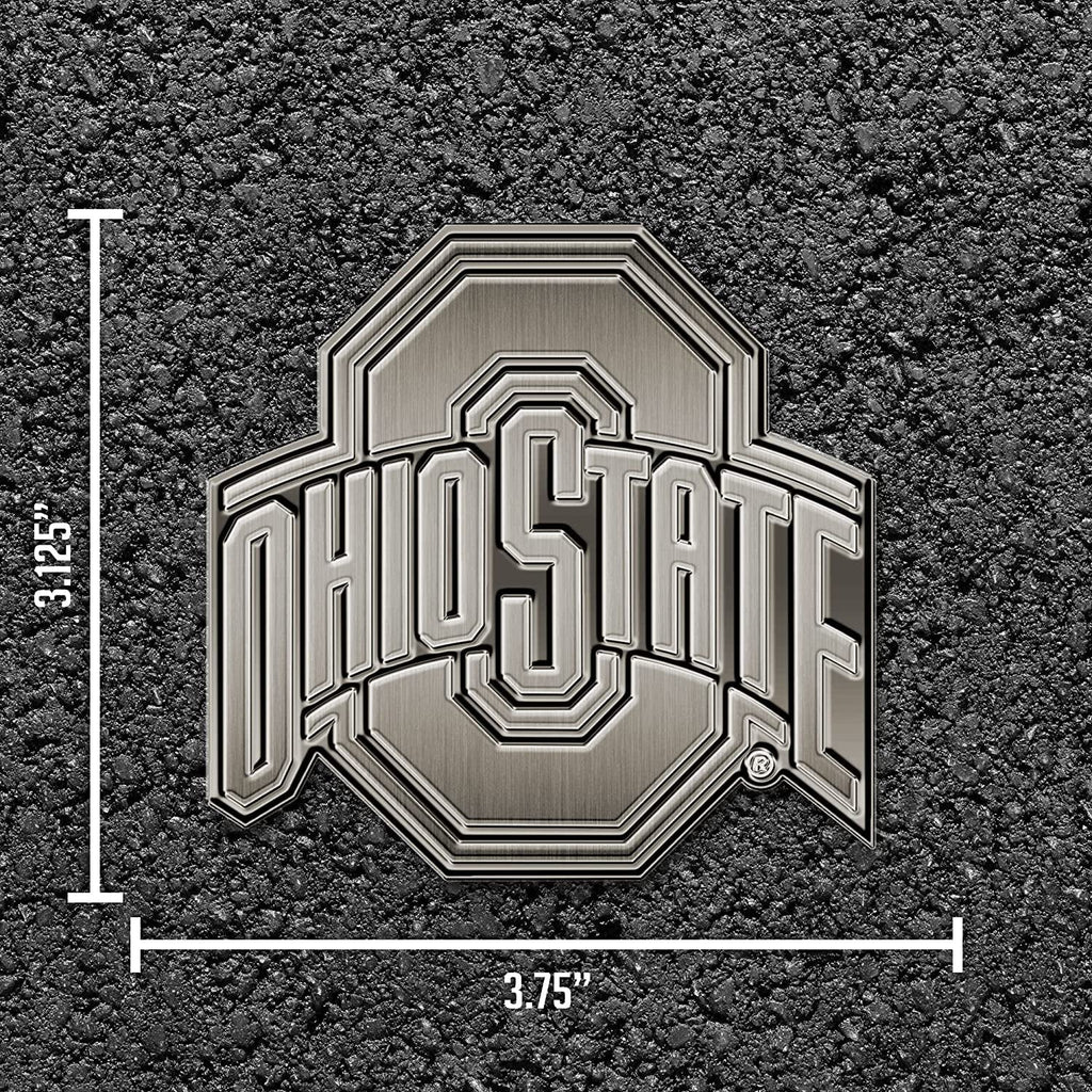 Ohio State University Buckeyes Solid Metal Auto Emblem Antique Nickel for Car/Truck/SUV
