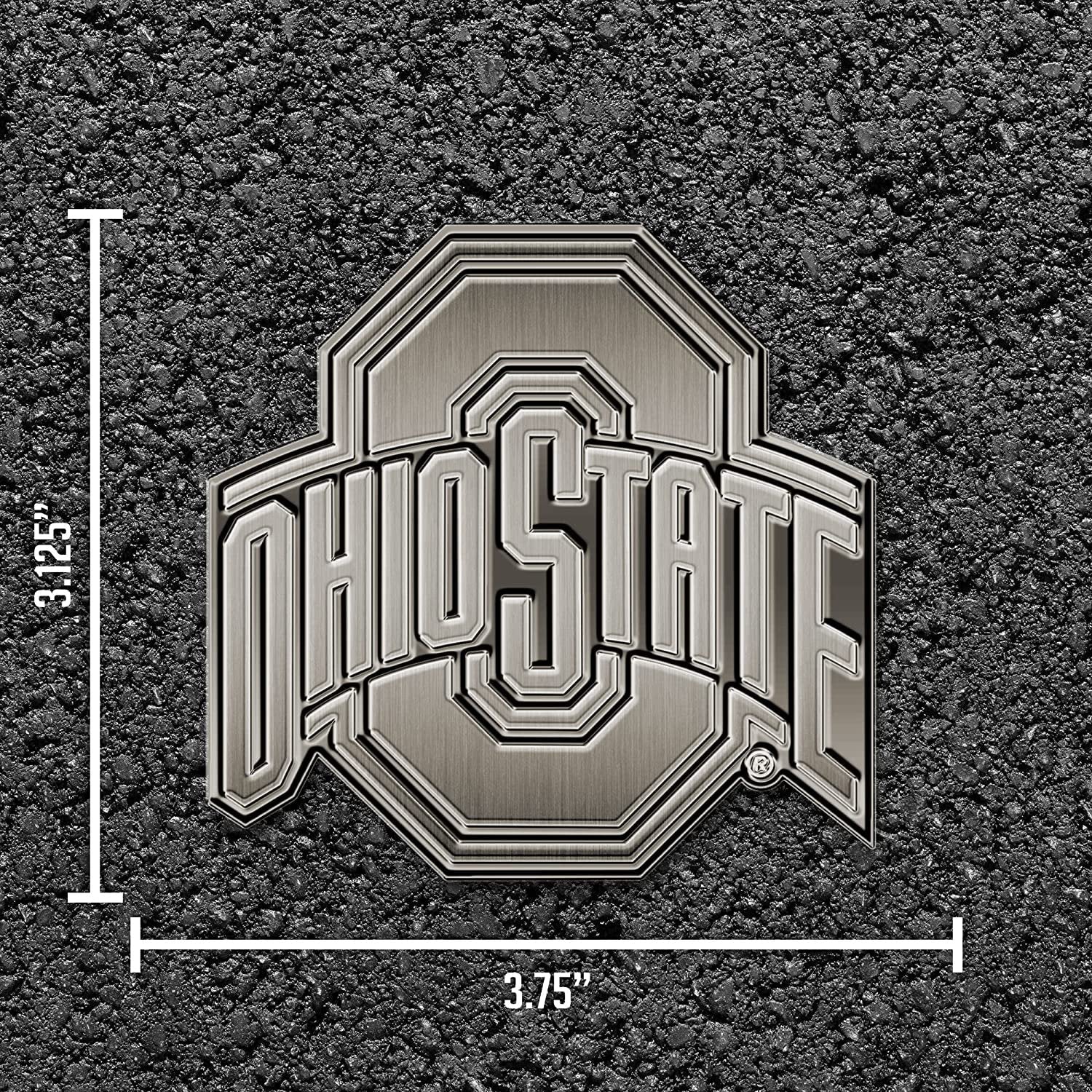 Ohio State University Buckeyes Solid Metal Auto Emblem Antique Nickel for Car/Truck/SUV