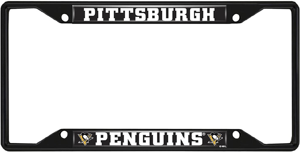 FANMATS 31389 Pittsburgh Penguins Metal License Plate Frame Black Finish