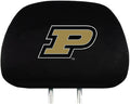 Purdue University Boilermakers Pair of Premium Auto Head Rest Covers, Embroidered, Black Elastic, 14x10 Inch