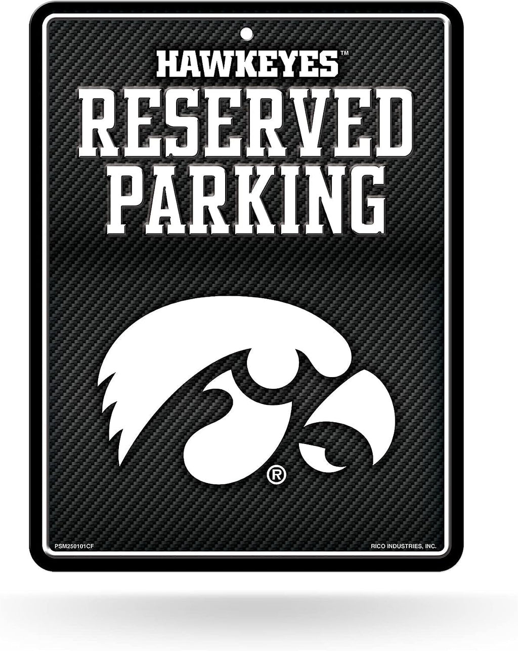 University of Iowa Hawkeyes Metal Parking Novelty Wall Sign 8.5 x 11 Inch Carbon Fiber Design