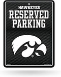 University of Iowa Hawkeyes Metal Parking Novelty Wall Sign 8.5 x 11 Inch Carbon Fiber Design