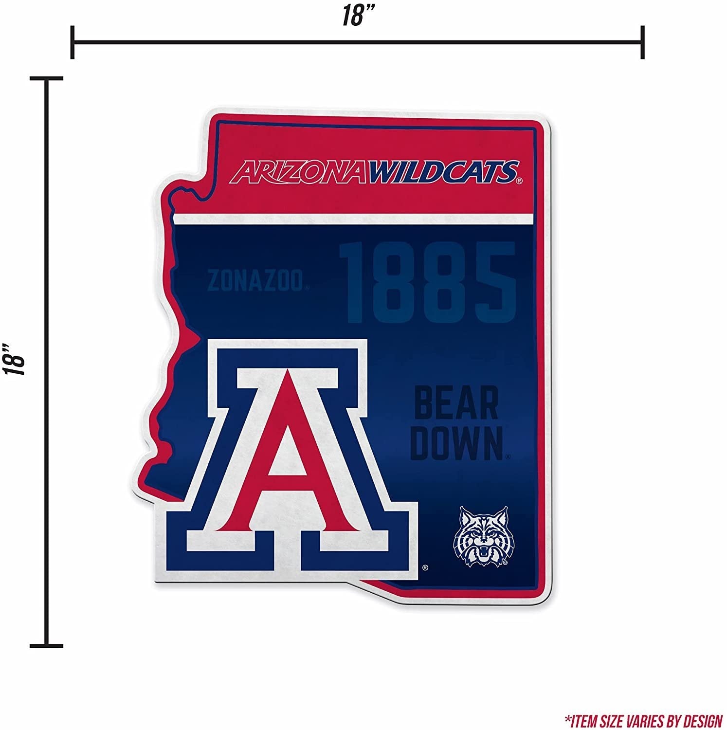 University of Arizona Wildcats Soft Felt Pennant, State Design, Shape Cut, 18 Inch, Easy To Hang