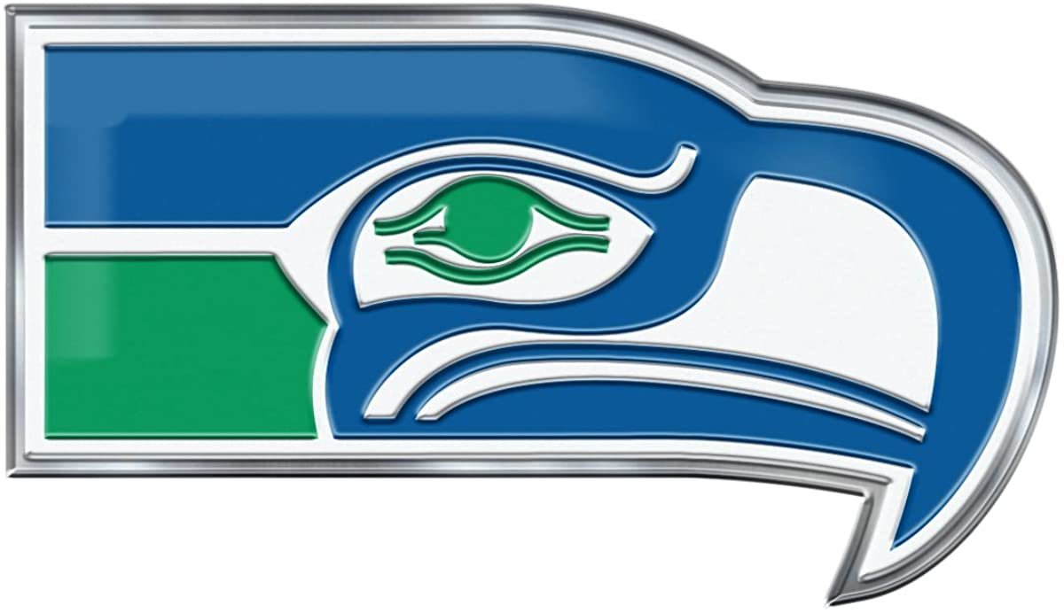 Seattle Seahawks Premium Aluminum Metal Raised Auto Emblem, Retro Logo, Full Adhesive Backing
